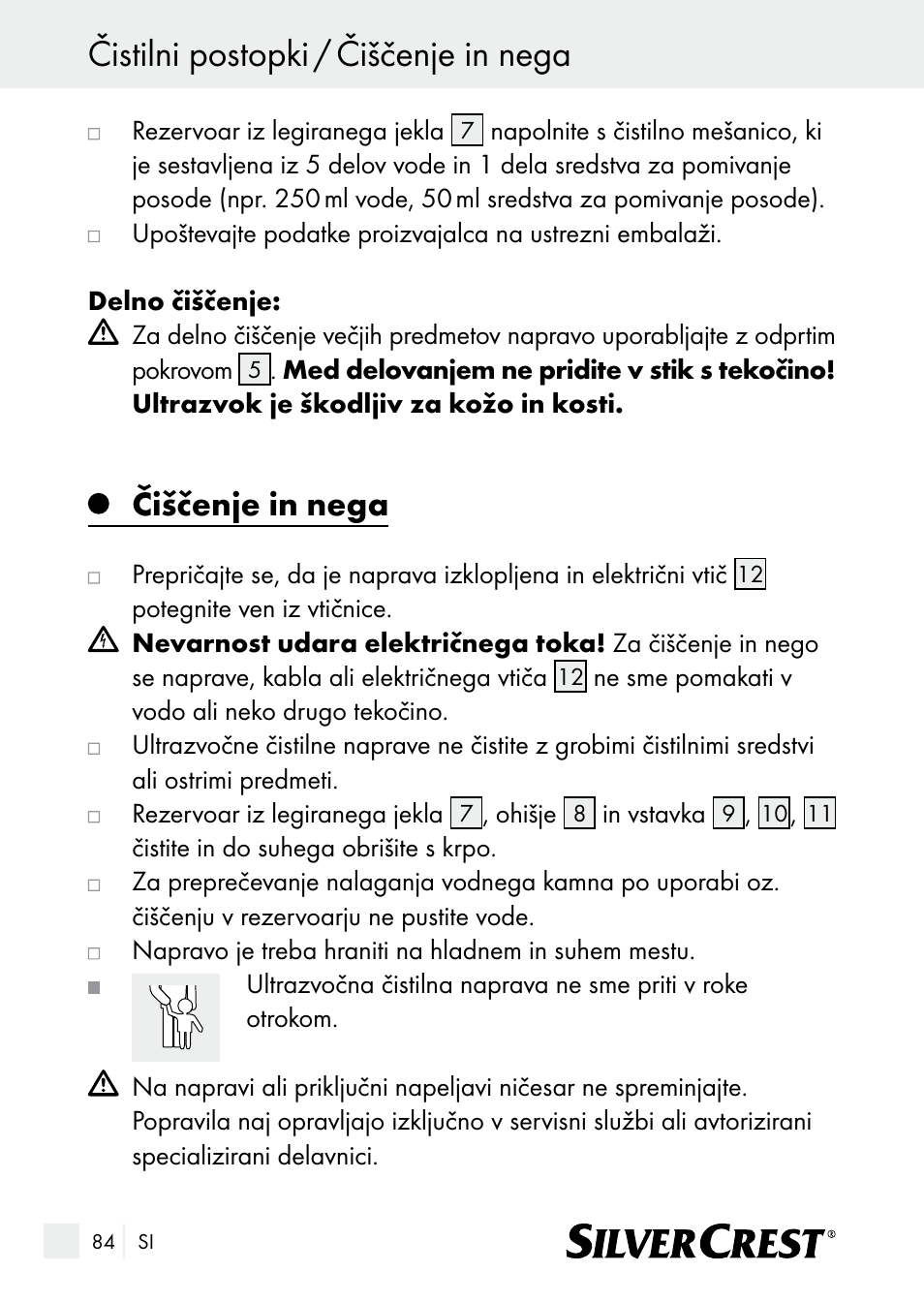 Čistilni postopki / čiščenje in nega, Čiščenje in nega | Silvercrest SUR 46 A1 User Manual | Page 84 / 149