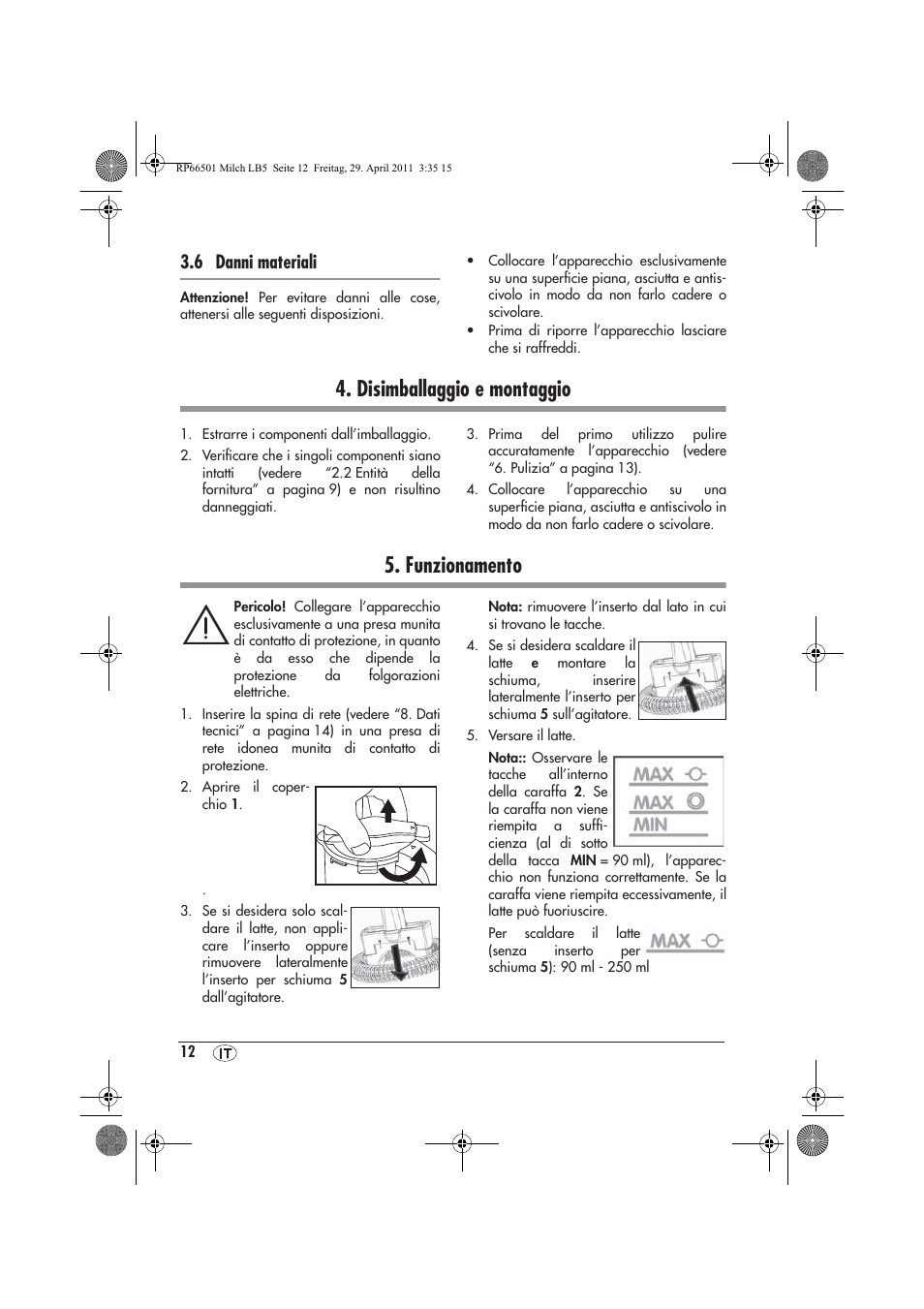 Disimballaggio e montaggio, Funzionamento, 6 danni materiali | Silvercrest SMA 360 A1 User Manual | Page 14 / 38