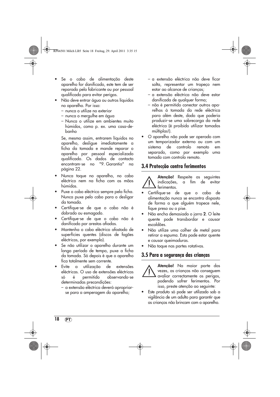 4 protecção contra ferimentos, 5 para a segurança das crianças | Silvercrest SMA 360 A1 User Manual | Page 20 / 38