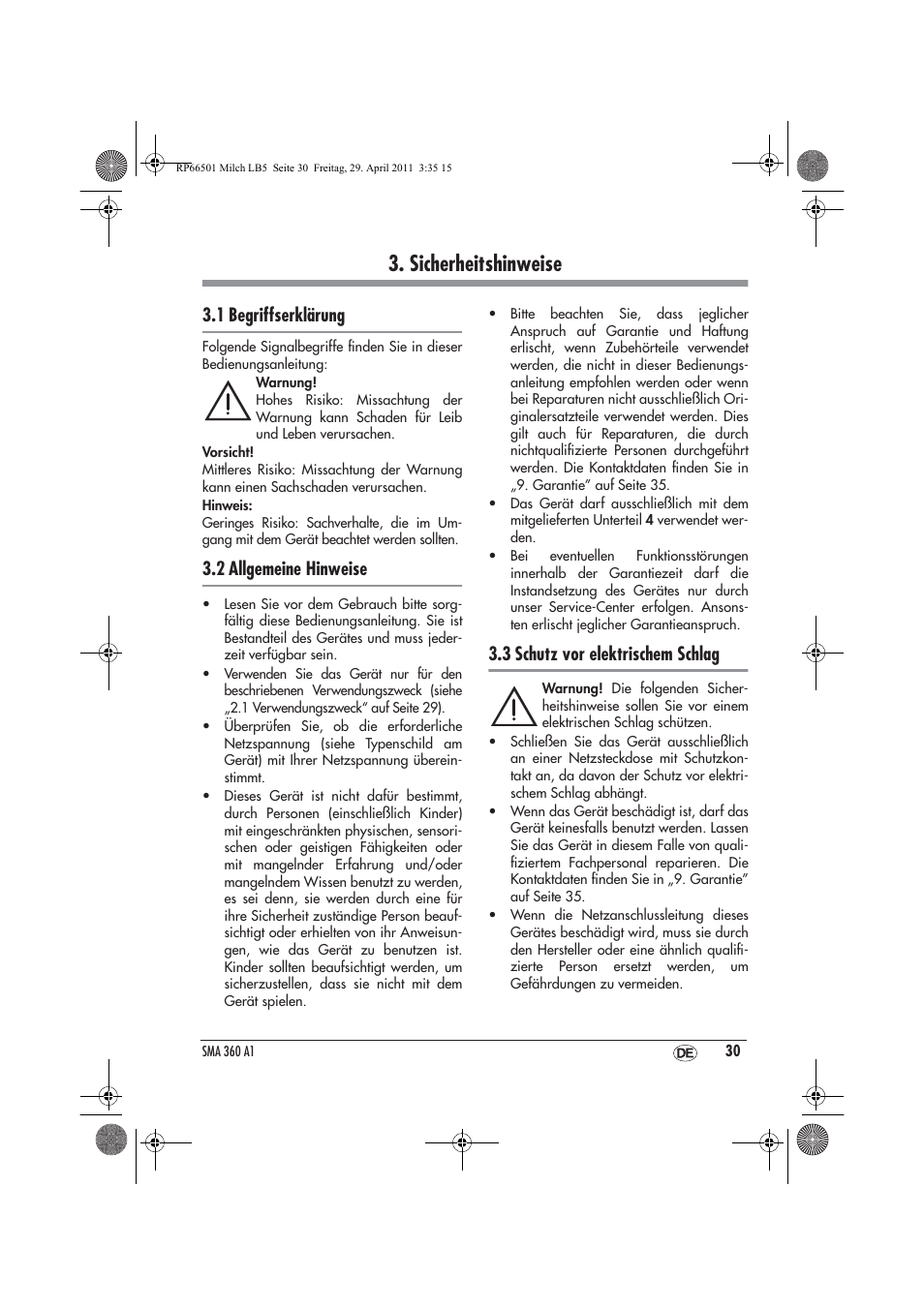 Sicherheitshinweise, 1 begriffserklärung, 2 allgemeine hinweise | 3 schutz vor elektrischem schlag | Silvercrest SMA 360 A1 User Manual | Page 32 / 38