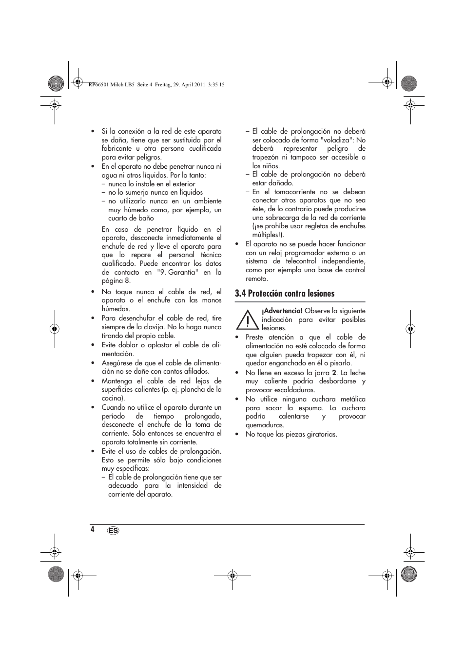 4 protección contra lesiones | Silvercrest SMA 360 A1 User Manual | Page 6 / 38