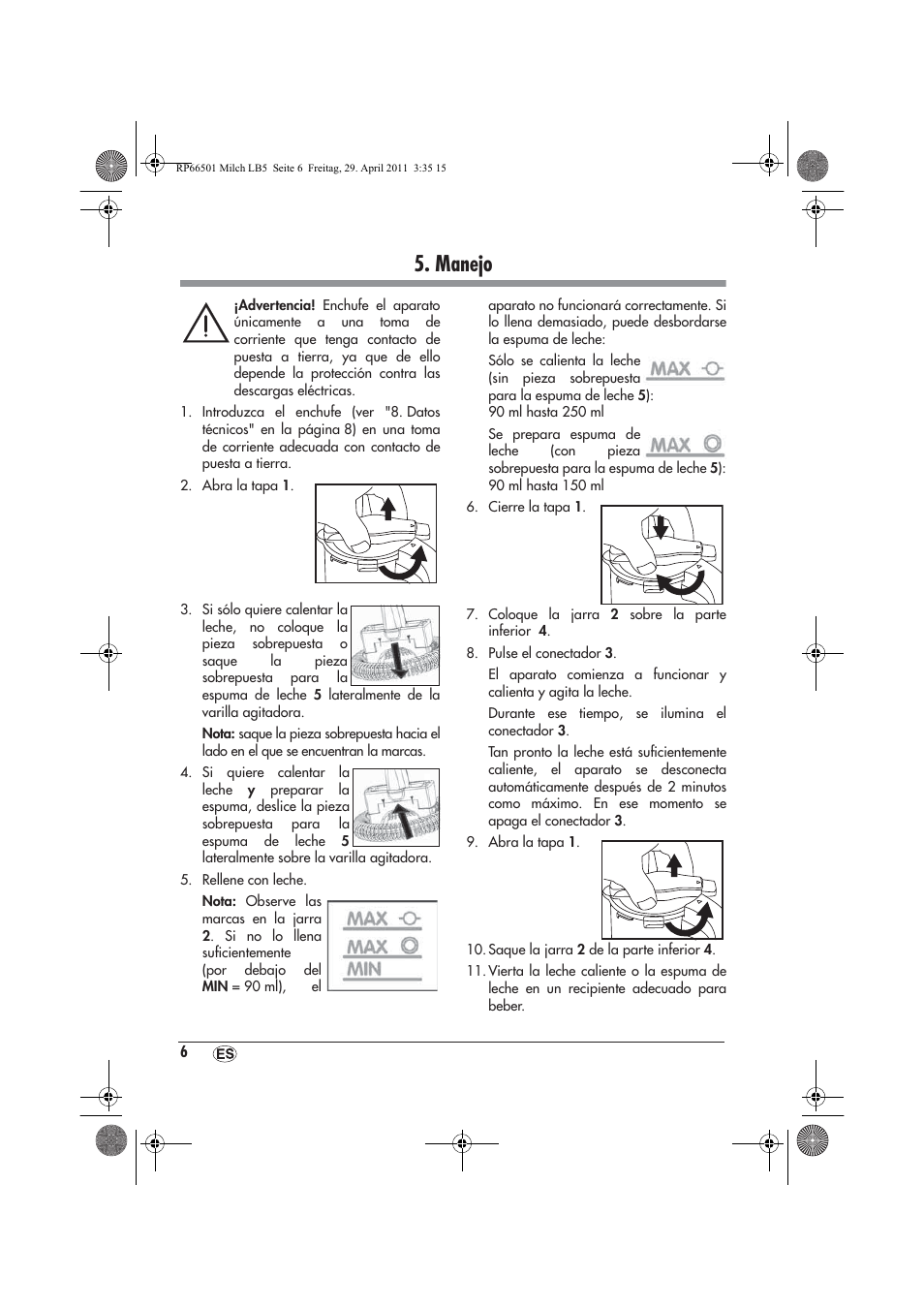 Manejo | Silvercrest SMA 360 A1 User Manual | Page 8 / 38