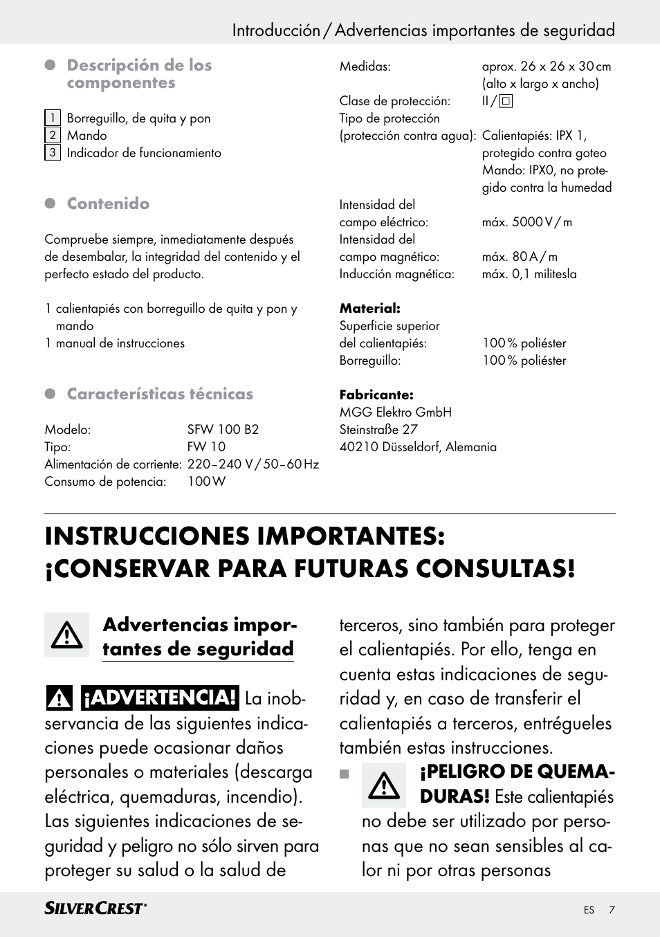 Silvercrest SFW 100 B2 User Manual | Page 7 / 45