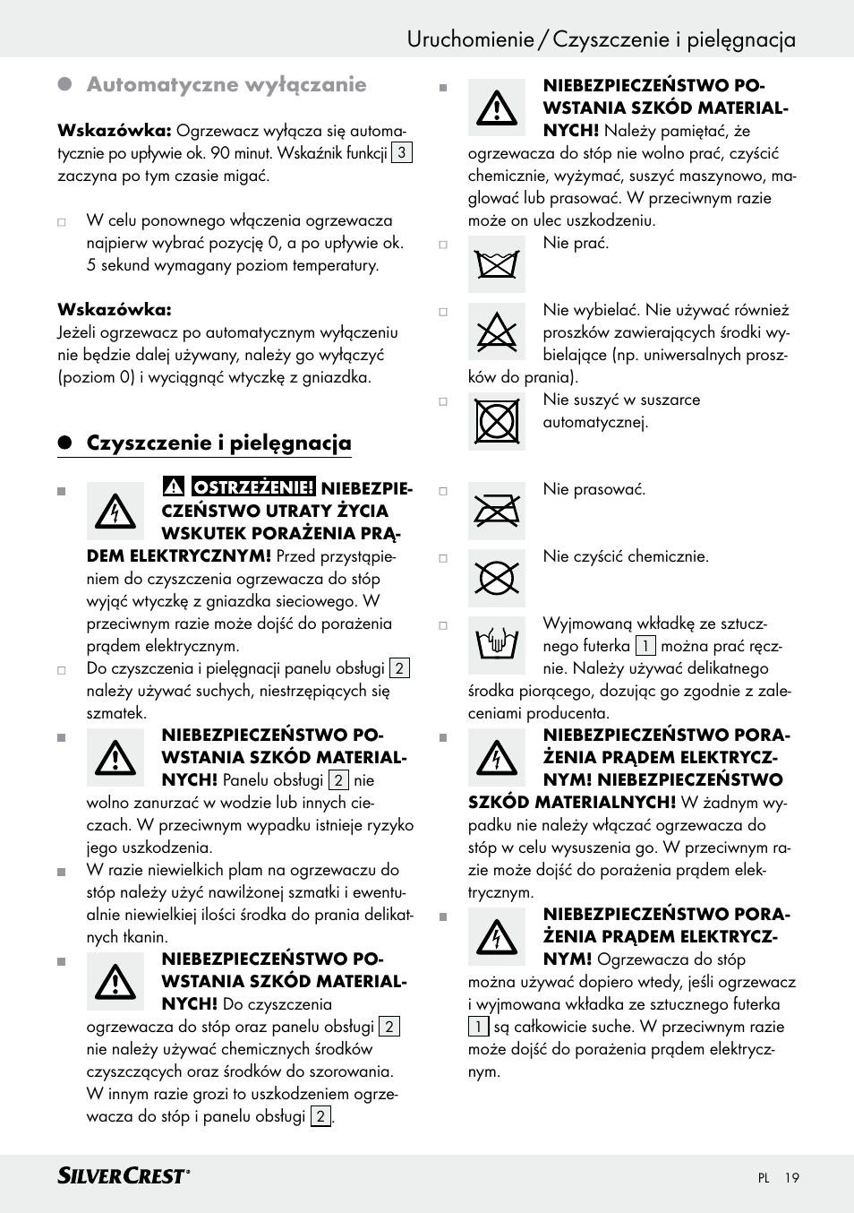 Uruchomienie / czyszczenie i pielęgnacja, Automatyczne wyłączanie, Czyszczenie i pielęgnacja | Silvercrest SFW 100 B2 User Manual | Page 19 / 65