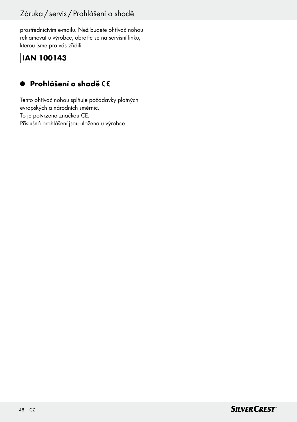 Záruka / servis / prohlášení o shodě | Silvercrest SFW 100 B2 User Manual | Page 48 / 65