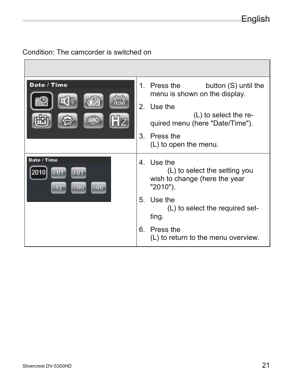2 opening the configuration menu, Opening the configuration menu, English | Silvercrest DV-5300HD User Manual | Page 23 / 58