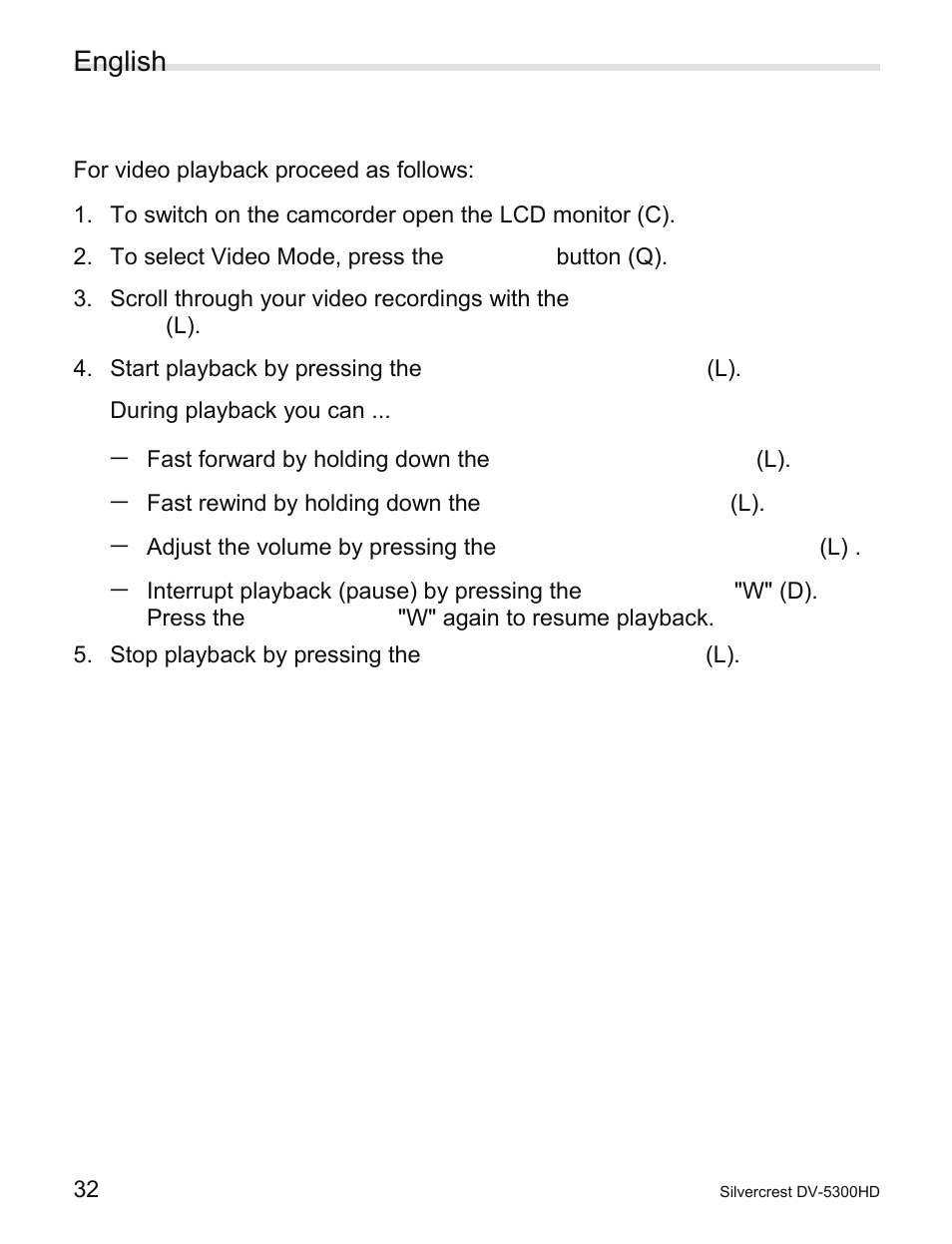 4 video playback, Video playback | Silvercrest DV-5300HD User Manual | Page 34 / 58