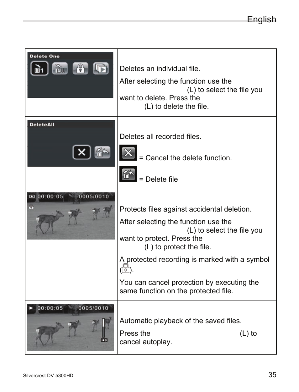 Video playback menus, English | Silvercrest DV-5300HD User Manual | Page 37 / 58
