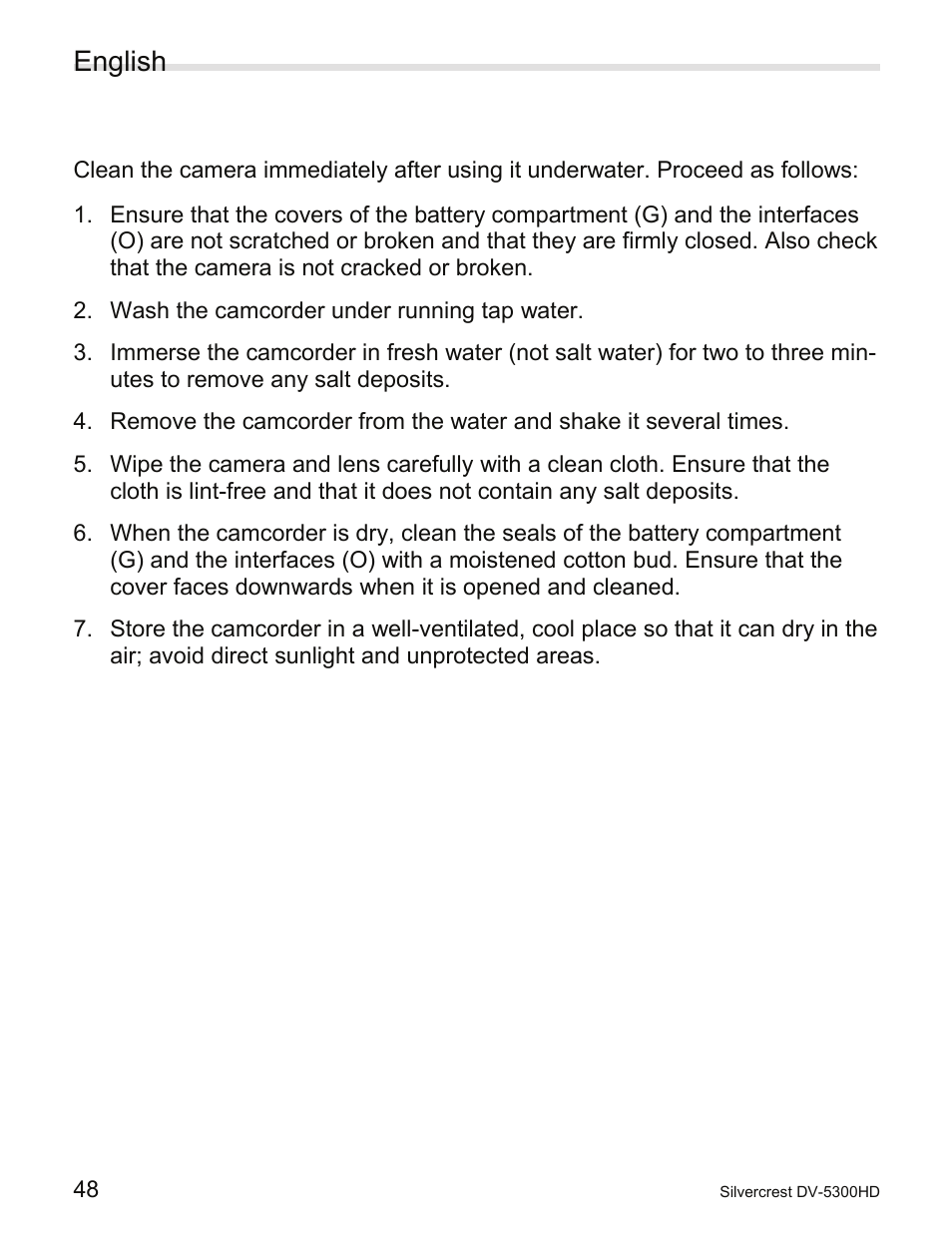 After diving, English | Silvercrest DV-5300HD User Manual | Page 50 / 58