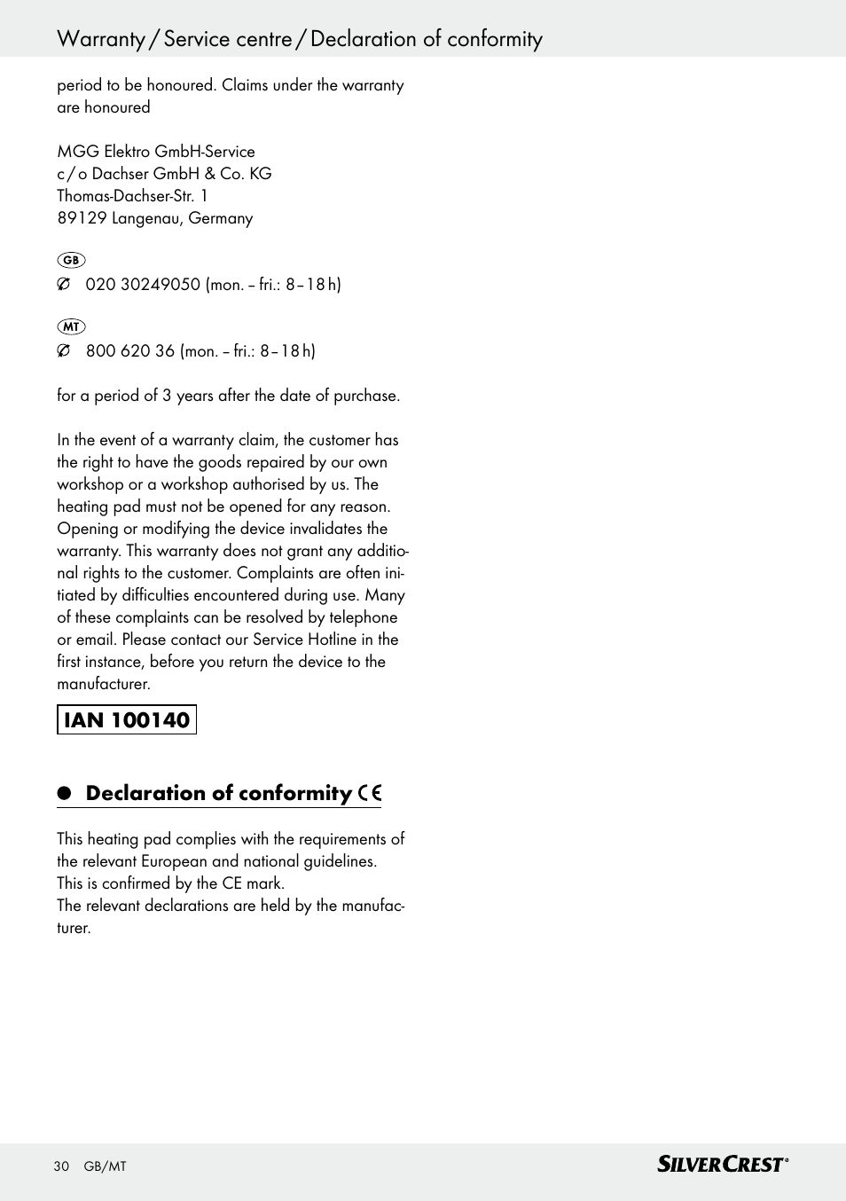 Silvercrest SRNH 100 C2 User Manual | Page 30 / 39