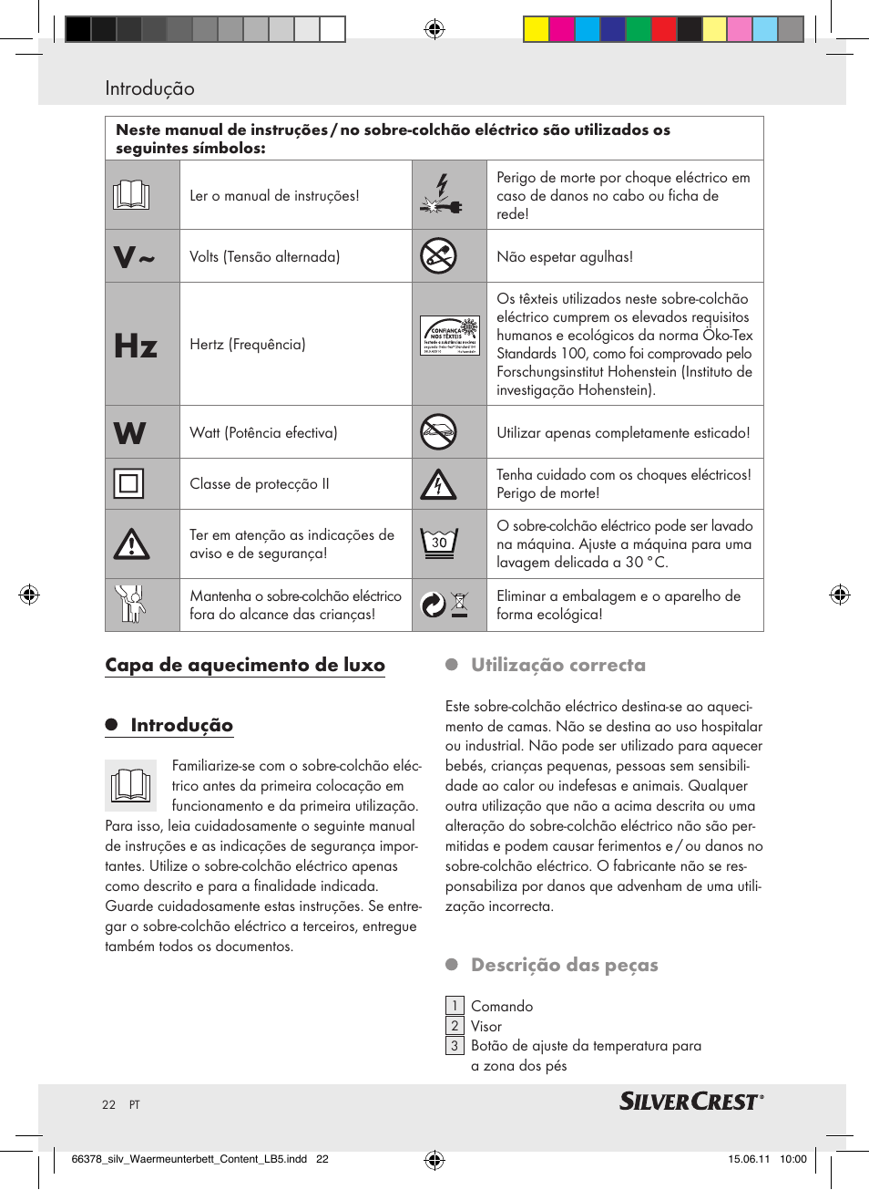 Introdução | Silvercrest Luxury Heated Mattress Pad User Manual | Page 18 / 40
