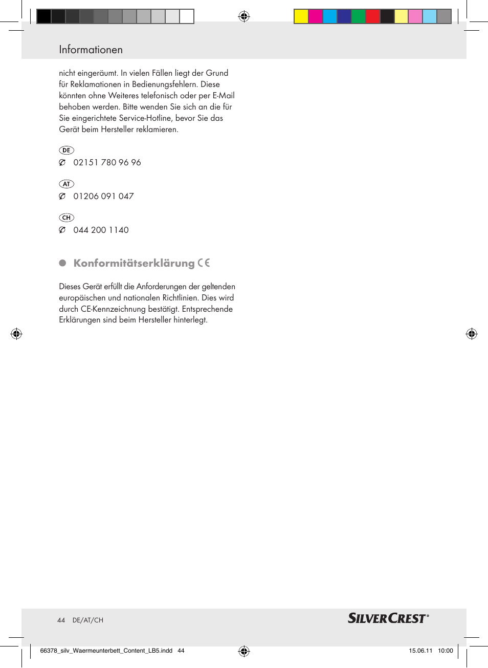 Informationen, Konformitätserklärung | Silvercrest Luxury Heated Mattress Pad User Manual | Page 40 / 40