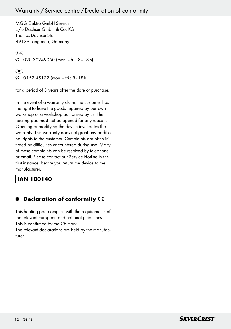 Silvercrest SRNH 100 C2 User Manual | Page 12 / 57