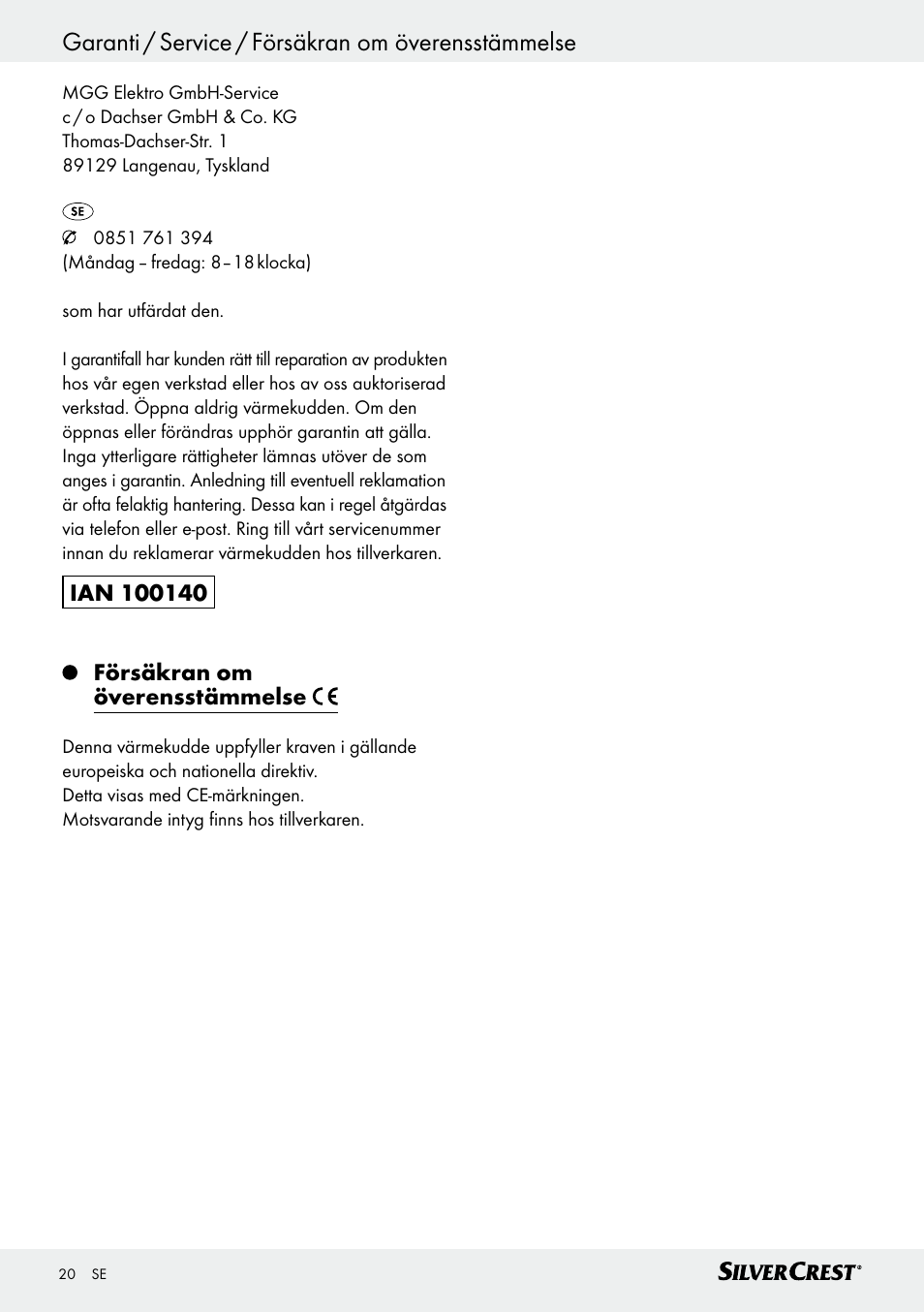 Silvercrest SRNH 100 C2 User Manual | Page 20 / 57