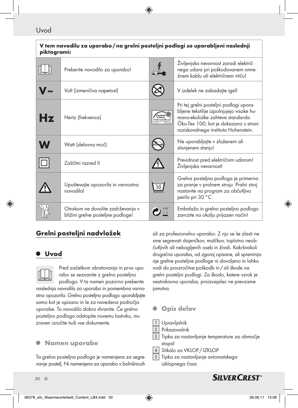 Uvod | Silvercrest Luxury Heated Mattress Pad User Manual | Page 26 / 58