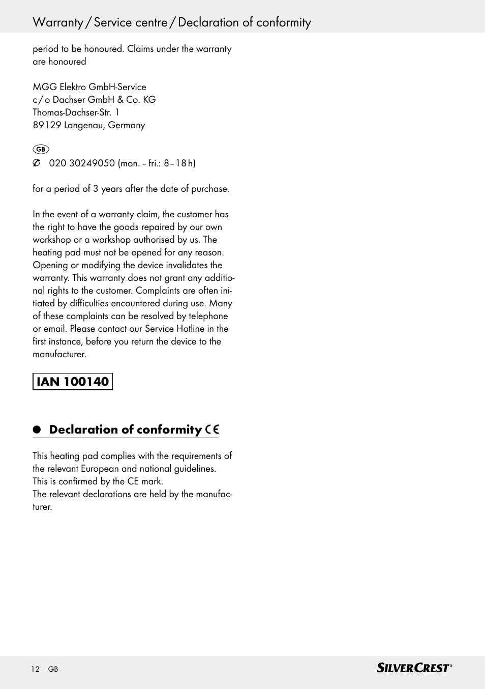 Spis zawartości | Silvercrest SRNH 100 C2 User Manual | Page 12 / 55