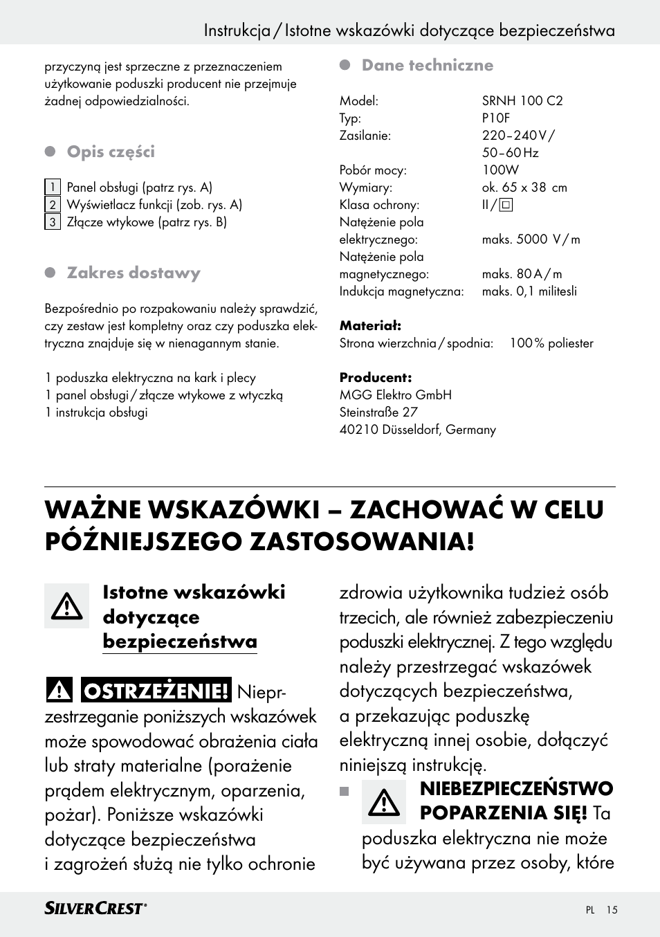 Silvercrest SRNH 100 C2 User Manual | Page 15 / 55