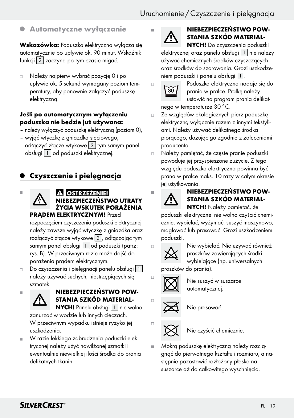 Automatyczne wyłączanie, Czyszczenie i pielęgnacja | Silvercrest SRNH 100 C2 User Manual | Page 19 / 55