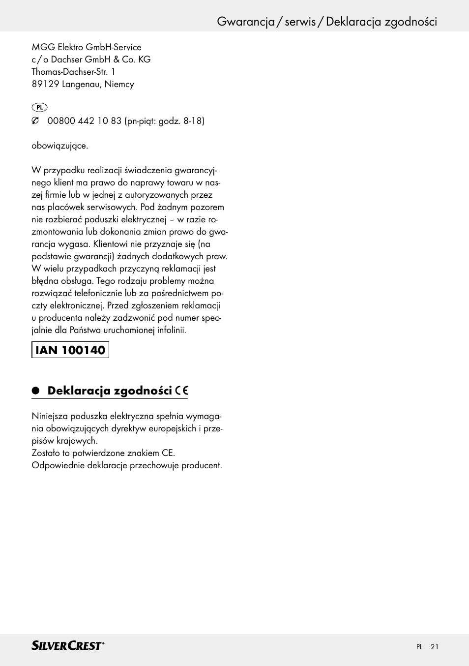 Silvercrest SRNH 100 C2 User Manual | Page 21 / 55