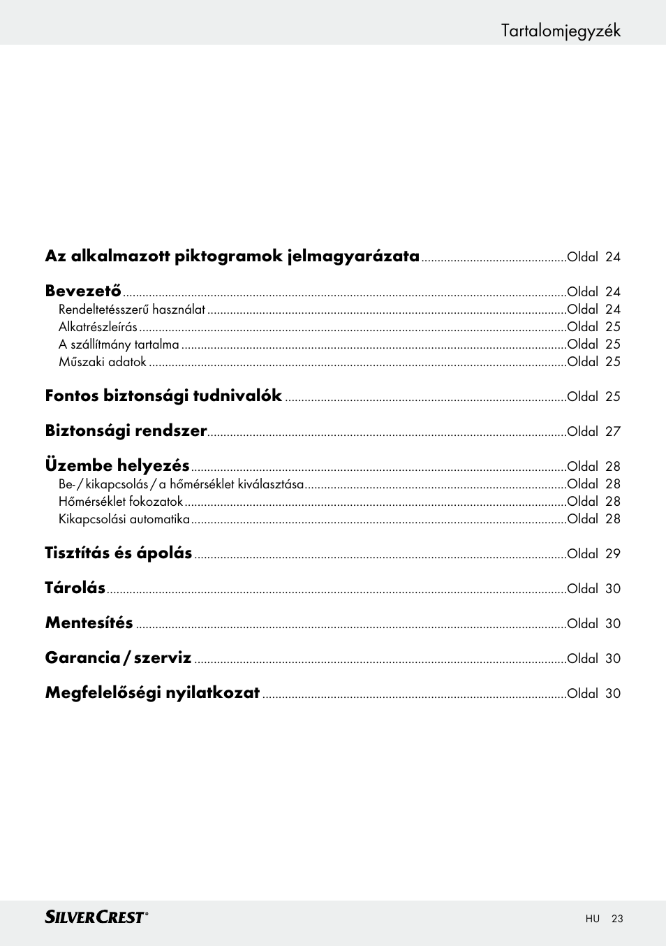 Tartalomjegyzék | Silvercrest SRNH 100 C2 User Manual | Page 23 / 55