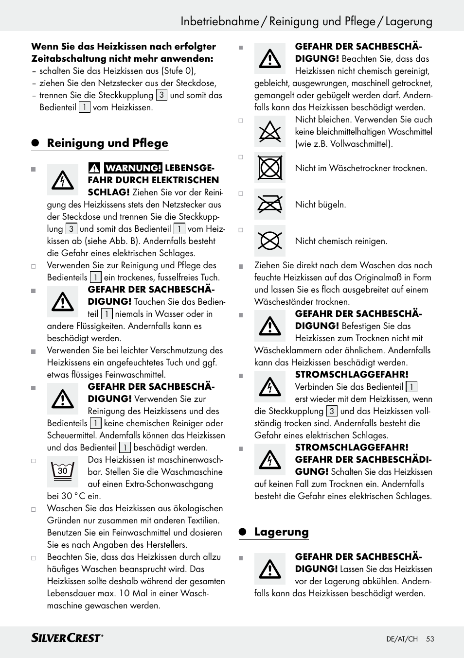 Reinigung und pflege, Lagerung | Silvercrest SRNH 100 C2 User Manual | Page 53 / 55