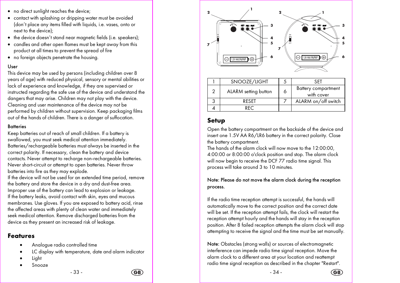 Features, Setup | Silvercrest 4-LD3905 User Manual | Page 18 / 21