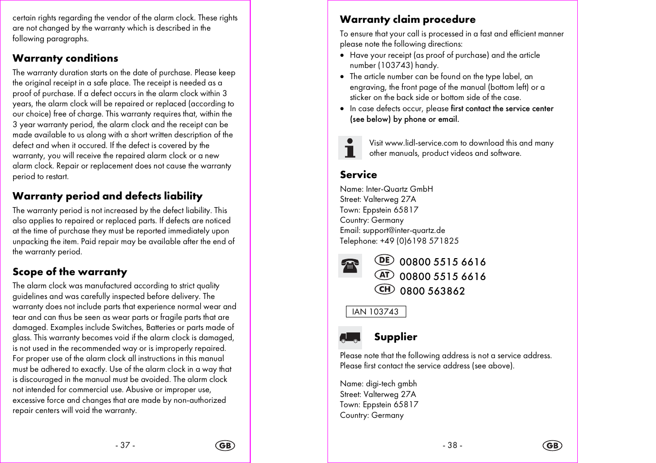 Warranty conditions, Warranty period and defects liability, Scope of the warranty | Warranty claim procedure, Service, Supplier | Silvercrest 4-LD3905 User Manual | Page 20 / 21