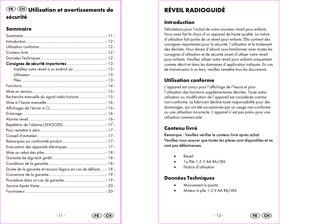 Réveil radioguidé, Utilisation et avertissements de sécurité | Silvercrest 4-LD3905 User Manual | Page 7 / 21