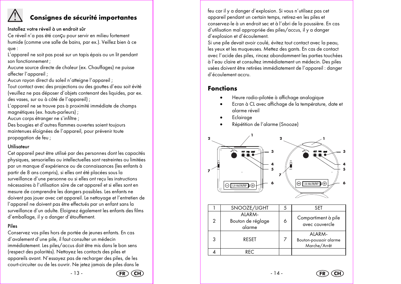 Consignes de sécurité importantes, Fonctions | Silvercrest 4-LD3905 User Manual | Page 8 / 21