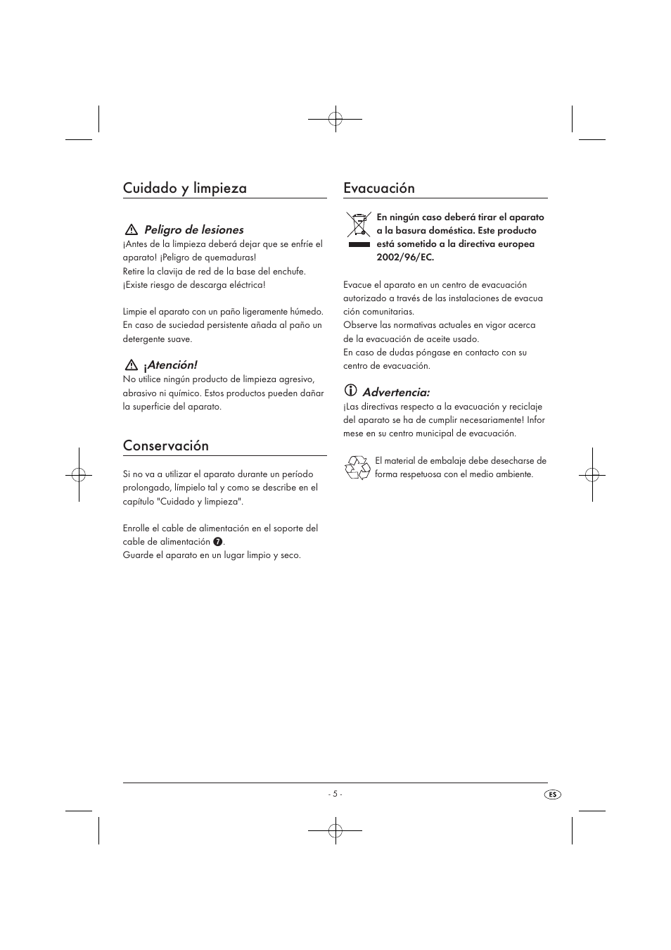 Cuidado y limpieza, Conservación, Evacuación | Silvercrest SOR 2600 A1 User Manual | Page 7 / 32