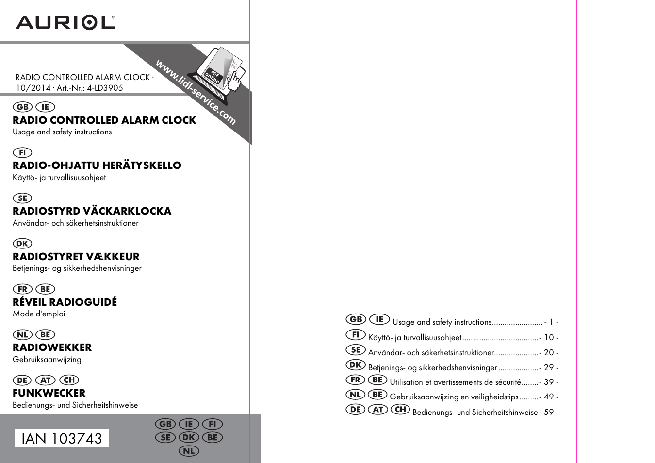 Silvercrest 4-LD3905 User Manual | 36 pages