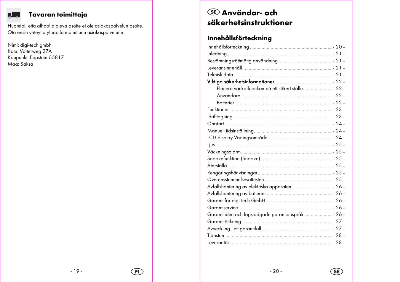 Användar- och säkerhetsinstruktioner | Silvercrest 4-LD3905 User Manual | Page 11 / 36