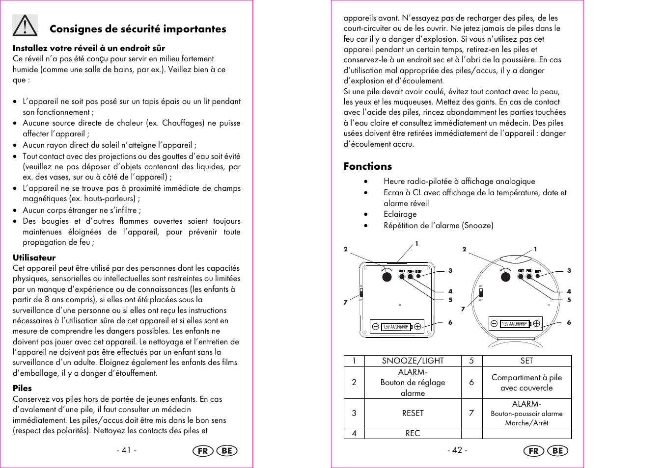 Consignes de sécurité importantes, Fonctions | Silvercrest 4-LD3905 User Manual | Page 22 / 36
