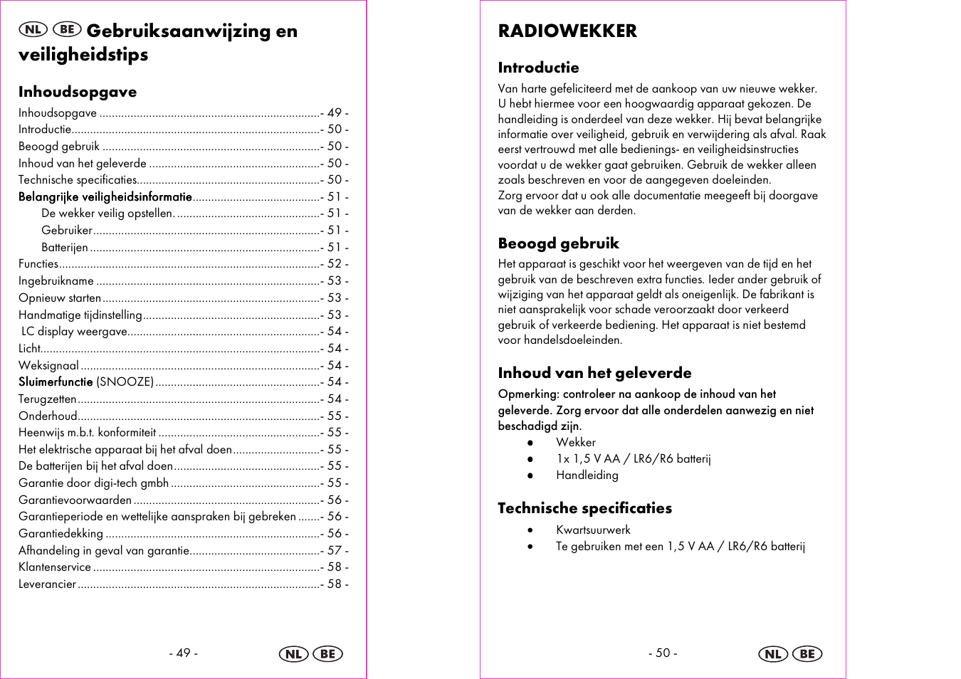Gebruiksaanwijzing en veiligheidstips, Radiowekker | Silvercrest 4-LD3905 User Manual | Page 26 / 36