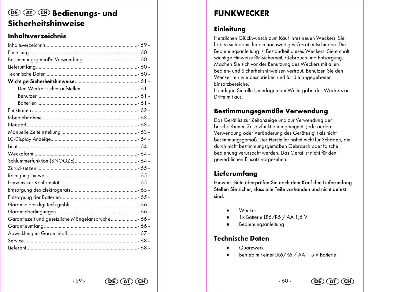 Bedienungs- und sicherheitshinweise, Funkwecker | Silvercrest 4-LD3905 User Manual | Page 31 / 36