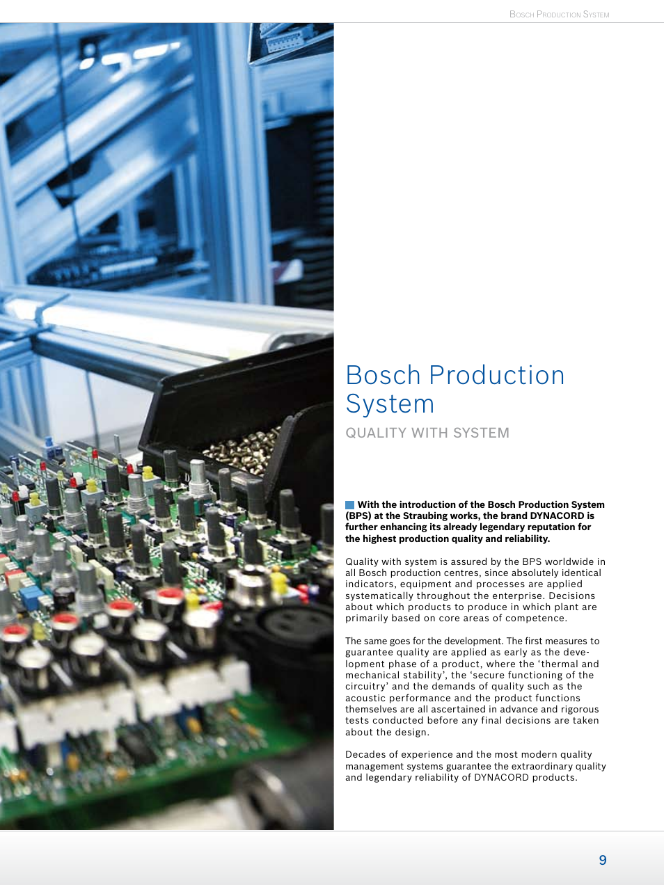 Bosch production system, Quality with system | Dynacord Professional Power Amplifiers User Manual | Page 9 / 72