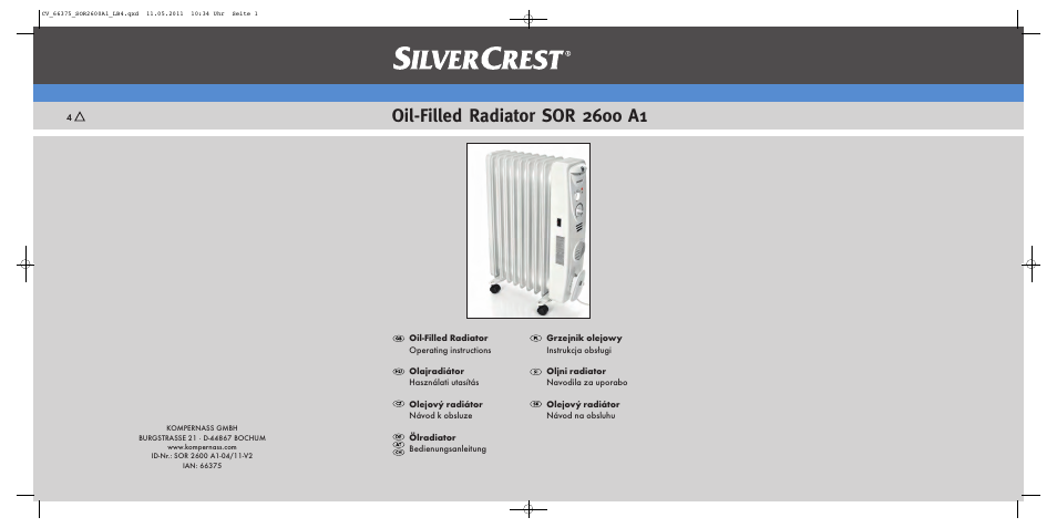 Silvercrest SOR 2600 A1 User Manual | 44 pages