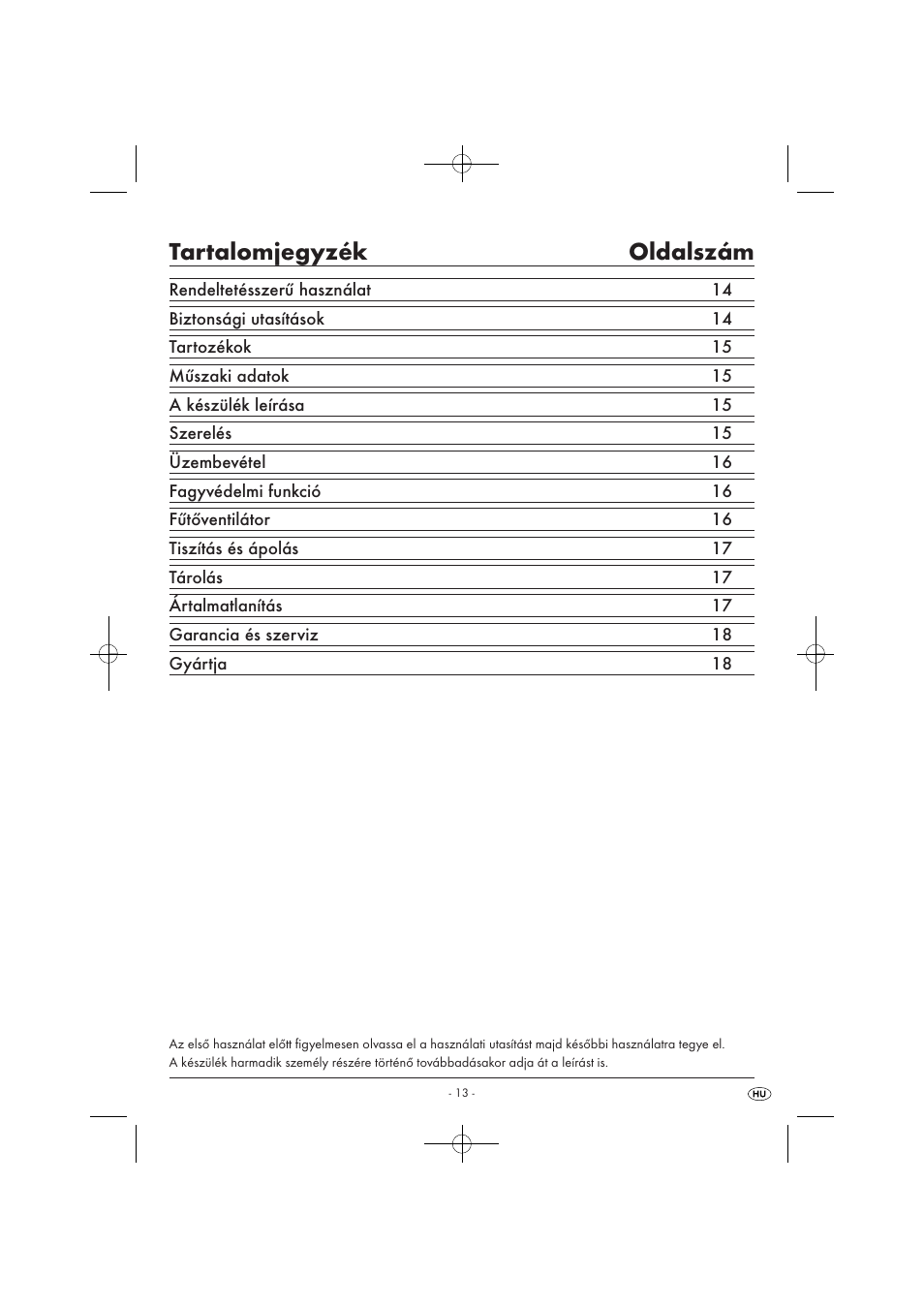 Tartalomjegyzék oldalszám | Silvercrest SOR 2600 A1 User Manual | Page 15 / 44
