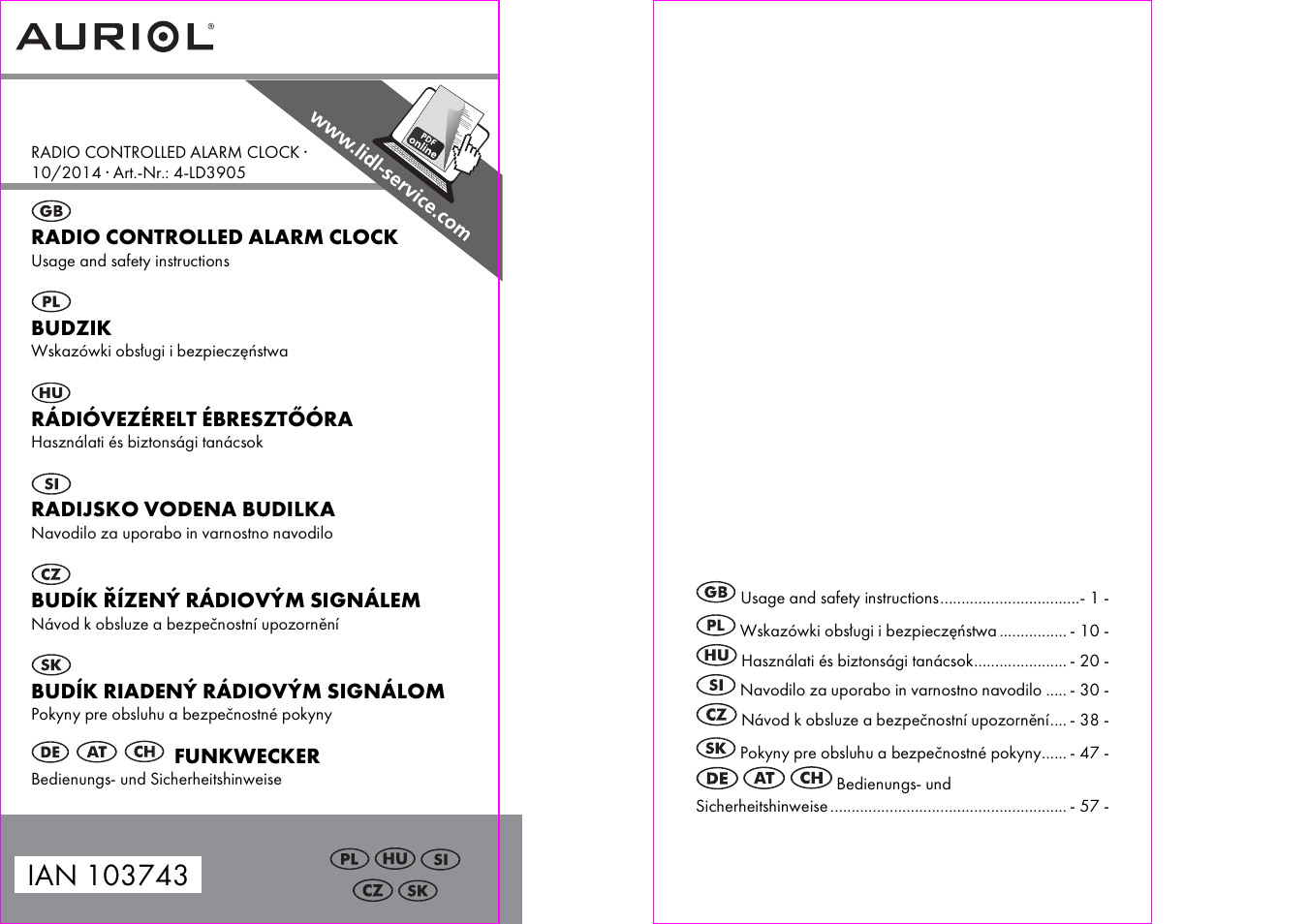 Silvercrest 4-LD3905 User Manual | 35 pages