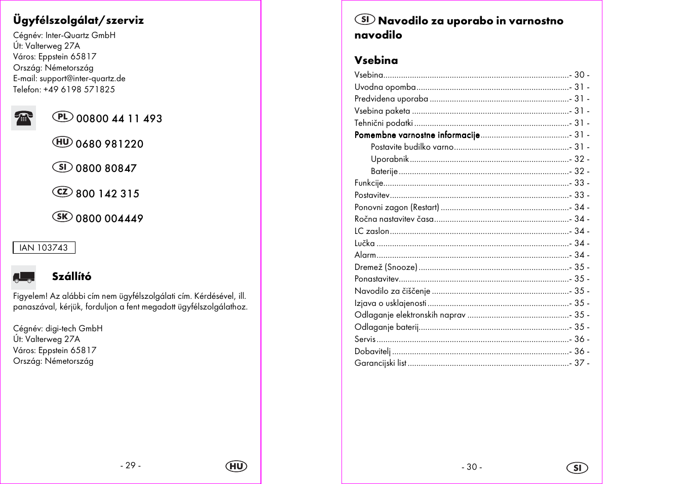 Silvercrest 4-LD3905 User Manual | Page 16 / 35