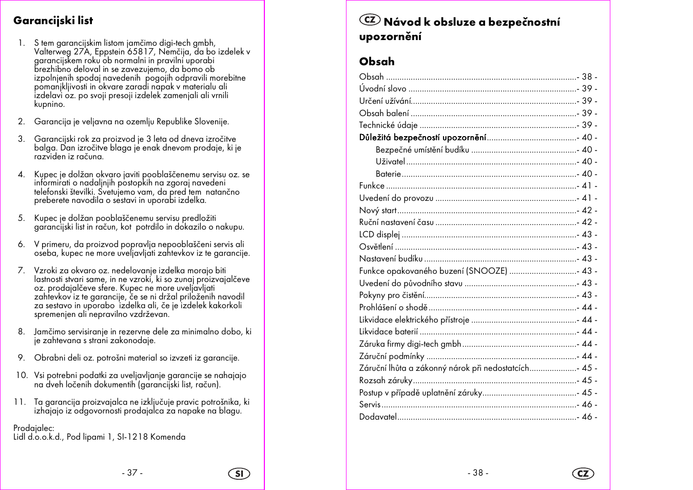Silvercrest 4-LD3905 User Manual | Page 20 / 35