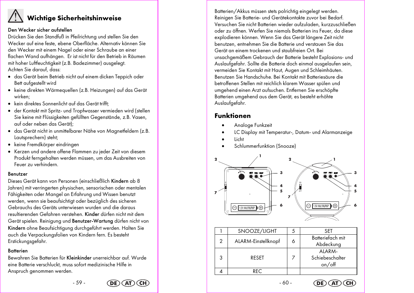 Wichtige sicherheitshinweise, Funktionen | Silvercrest 4-LD3905 User Manual | Page 31 / 35
