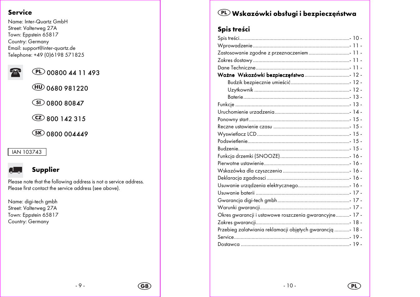 Silvercrest 4-LD3905 User Manual | Page 6 / 35