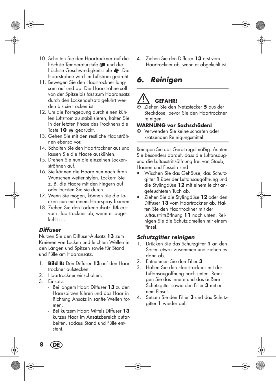 Reinigen | Silvercrest SHTR 2200 D2 User Manual | Page 10 / 46