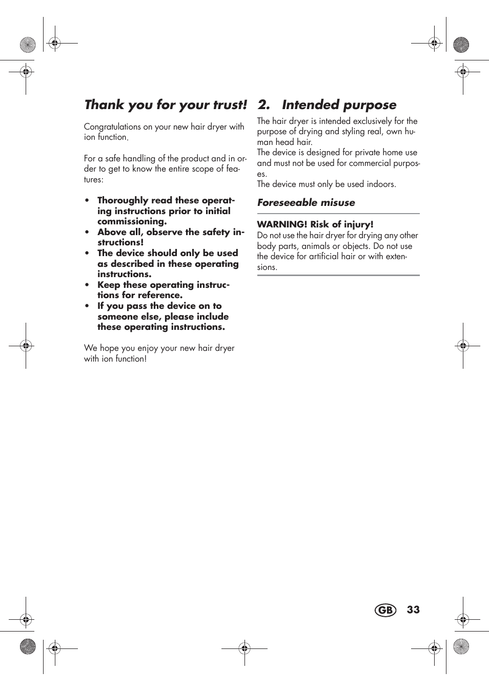 Intended purpose | Silvercrest SHTR 2200 D2 User Manual | Page 35 / 46