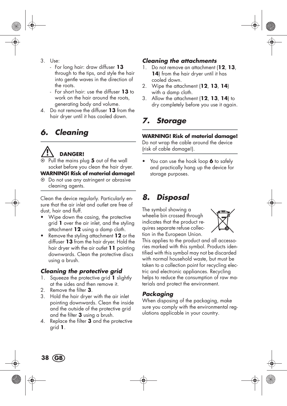Cleaning, Storage, Disposal | Silvercrest SHTR 2200 D2 User Manual | Page 40 / 46