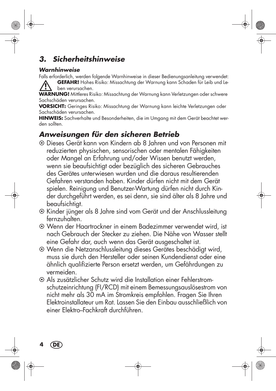 Sicherheitshinweise, Anweisungen für den sicheren betrieb | Silvercrest SHTR 2200 D2 User Manual | Page 6 / 46