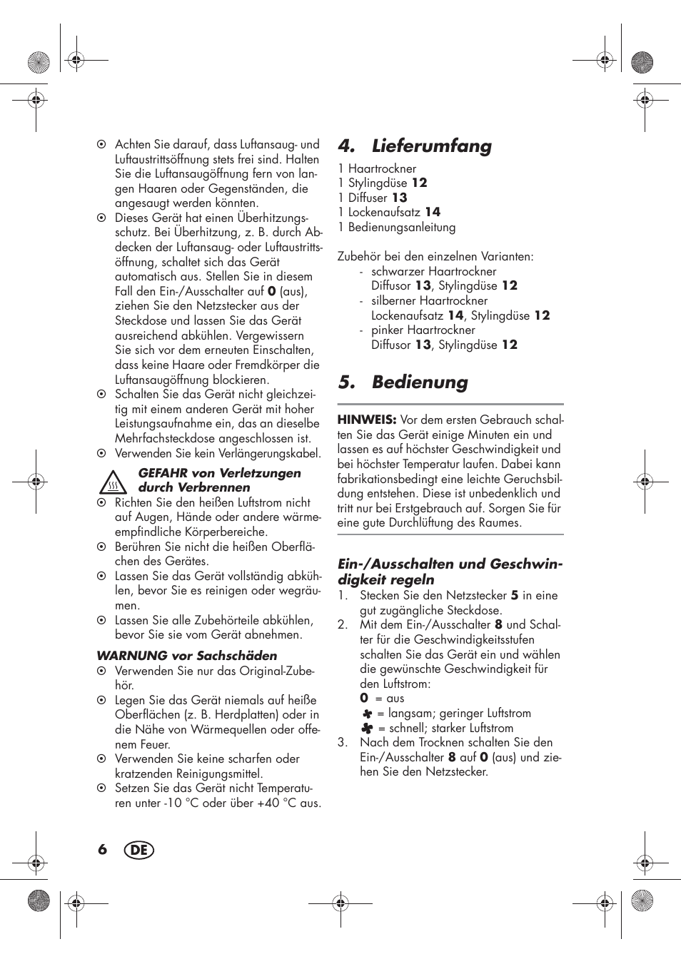 Lieferumfang, Bedienung | Silvercrest SHTR 2200 D2 User Manual | Page 8 / 46