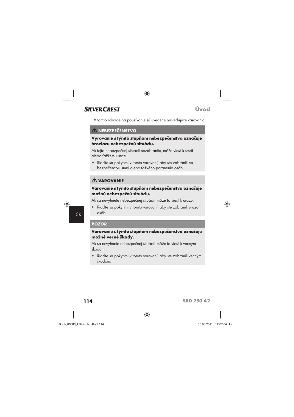 Úvod | Silvercrest SRD 250 A2 User Manual | Page 116 / 133