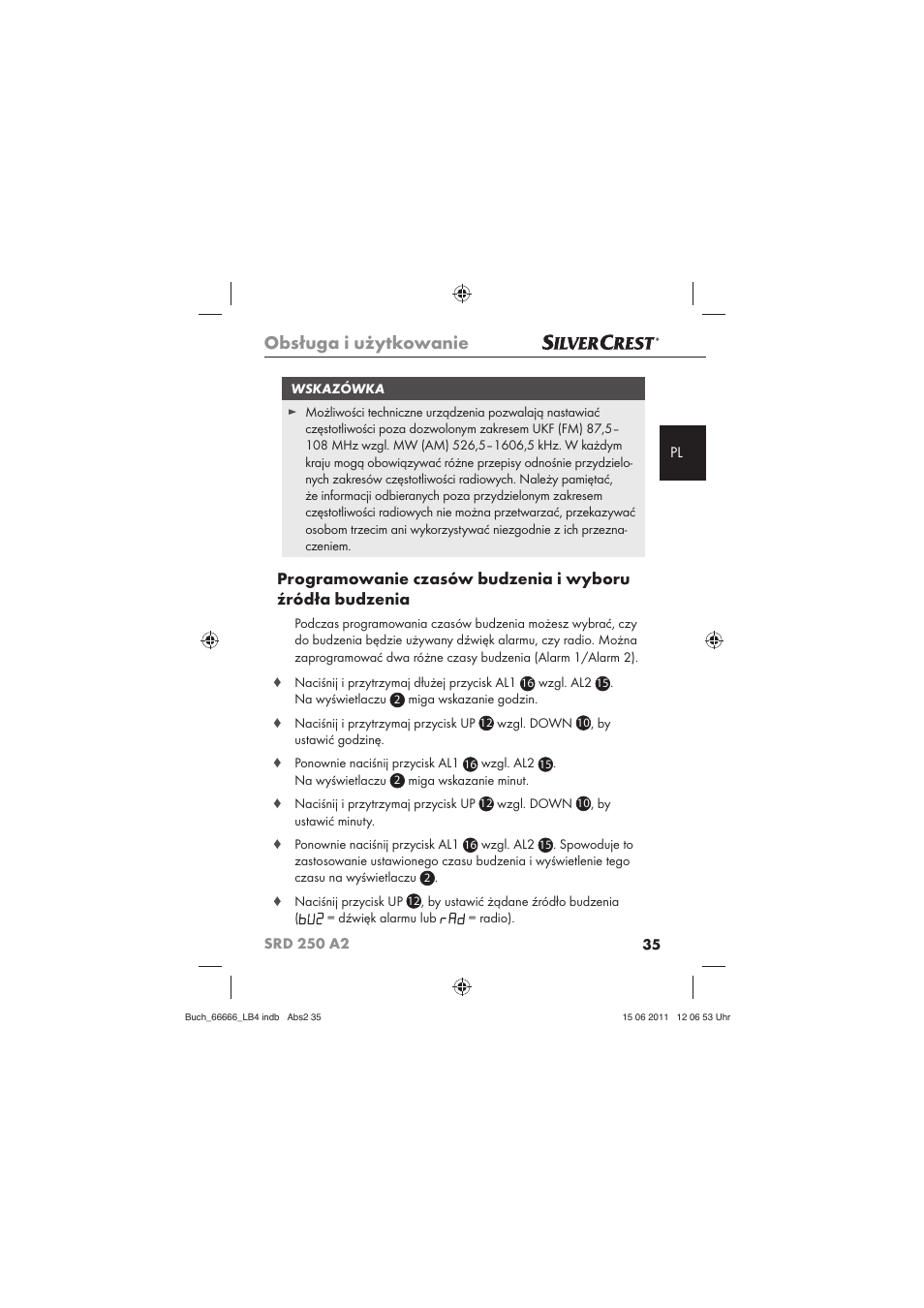 Obsługa i użytkowanie | Silvercrest SRD 250 A2 User Manual | Page 37 / 133